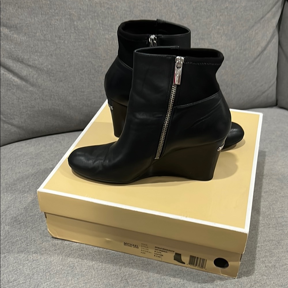 MICHAEL Michael Kors Black Heeled Boots with Wedge